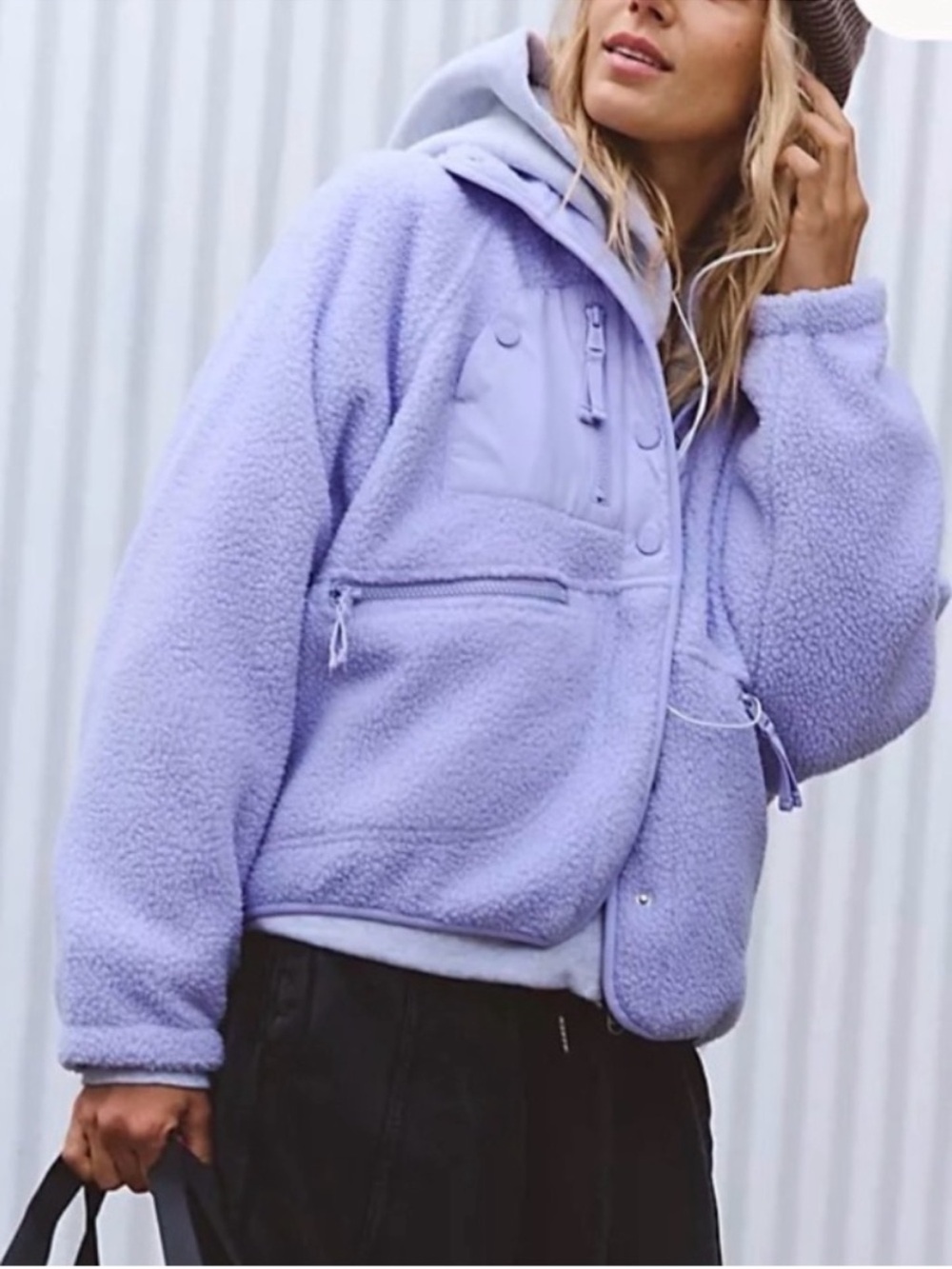 Free People Hit the Slopes Fleece Jacket FP Movement Iris Purple Small NEW NWT